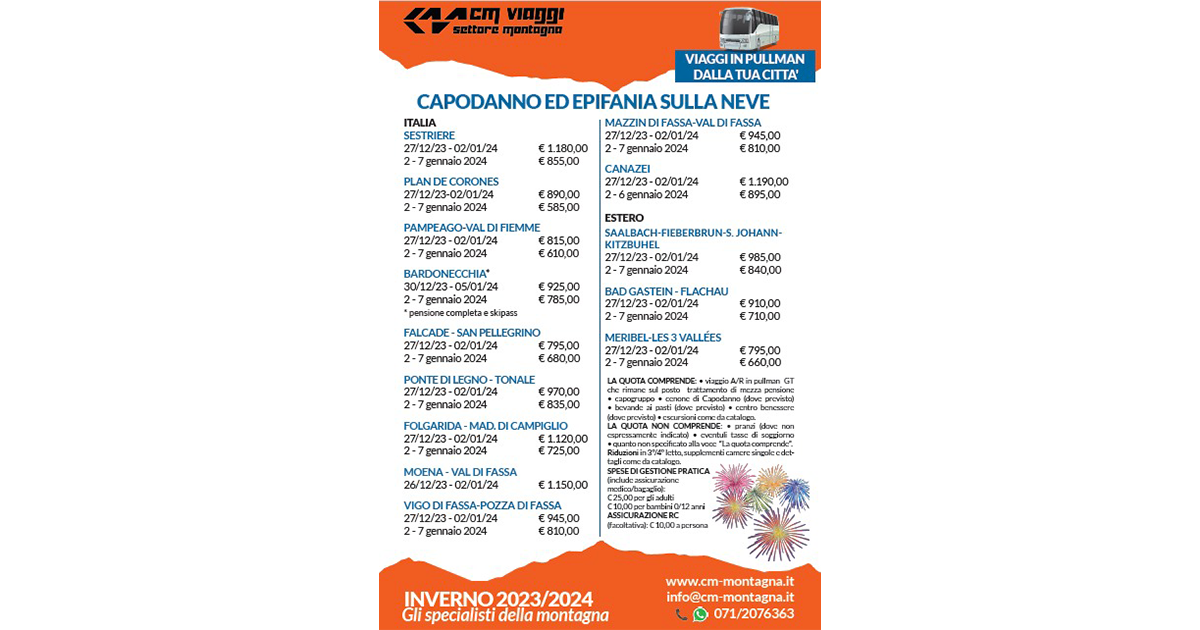 Capodanno ed epifania sulla neve inverno 2023/2024