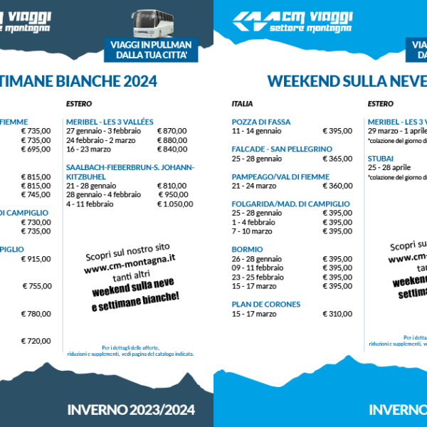 Settimane Bianche e Weekend sulla neve 2023/2024